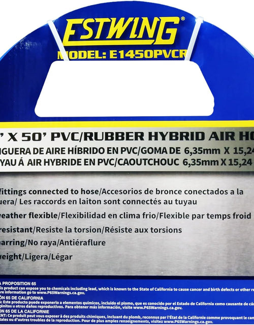 Load image into Gallery viewer, E1450PVCR 1/4" X 50' PVC / Rubber Hybrid Air Hose with Brass 1/4" NPT Industrial Fitting and Universal Quick Connect Coupler
