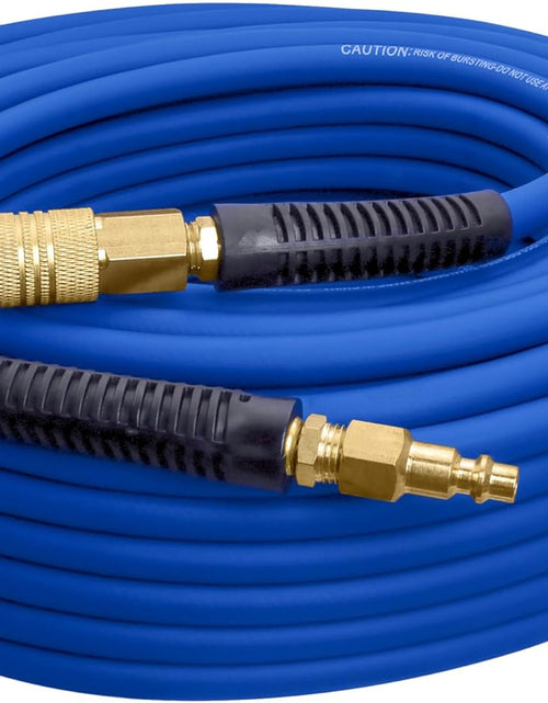 Load image into Gallery viewer, E1450PVCR 1/4" X 50' PVC / Rubber Hybrid Air Hose with Brass 1/4" NPT Industrial Fitting and Universal Quick Connect Coupler
