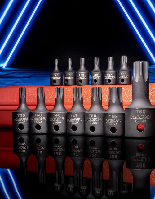 Load image into Gallery viewer, 10281B Impact Torx Bit Socket Set 13 Piece 6 Point Star Sockets Heavy Duty Impact Grade Cr-Mo T10 to T60 High Impact ABS Blow Molded Storage Case
