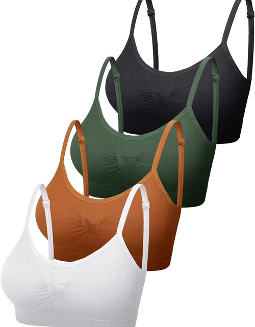 Load image into Gallery viewer, 4 Pieces Bralette Neck Cami Bra Wireless Tank Top Bra Sports Bra for Women Girls
