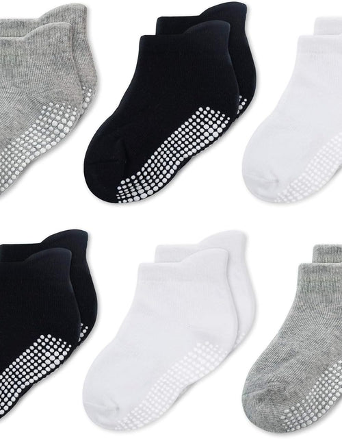 Load image into Gallery viewer, Baby &amp; Toddler Socks with Grippers Non Slip Ankle Grip Socks for Boys and Girls - Comfy Soft Cotton - 6 Pack
