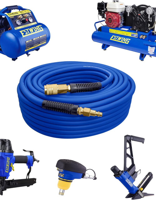 Load image into Gallery viewer, E1450PVCR 1/4" X 50' PVC / Rubber Hybrid Air Hose with Brass 1/4" NPT Industrial Fitting and Universal Quick Connect Coupler
