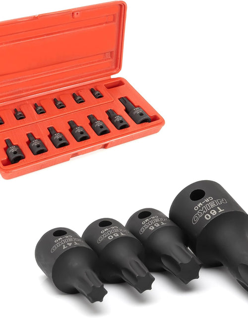 Load image into Gallery viewer, 10281B Impact Torx Bit Socket Set 13 Piece 6 Point Star Sockets Heavy Duty Impact Grade Cr-Mo T10 to T60 High Impact ABS Blow Molded Storage Case
