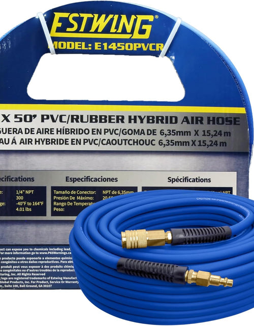 Load image into Gallery viewer, E1450PVCR 1/4" X 50' PVC / Rubber Hybrid Air Hose with Brass 1/4" NPT Industrial Fitting and Universal Quick Connect Coupler
