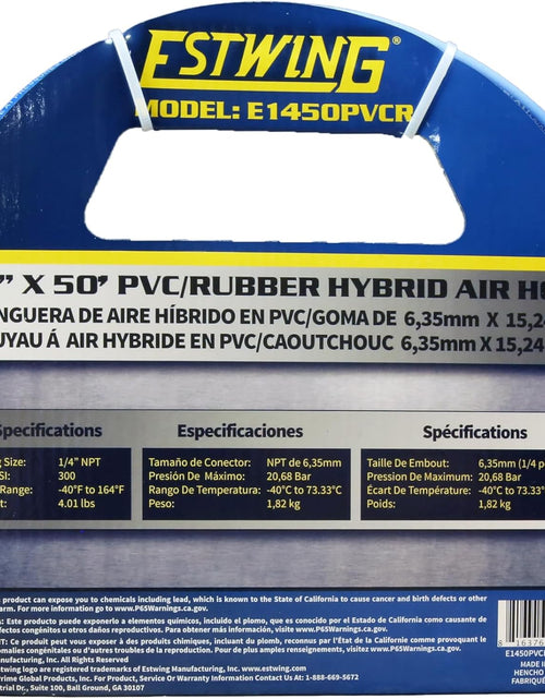 Load image into Gallery viewer, E1450PVCR 1/4" X 50' PVC / Rubber Hybrid Air Hose with Brass 1/4" NPT Industrial Fitting and Universal Quick Connect Coupler

